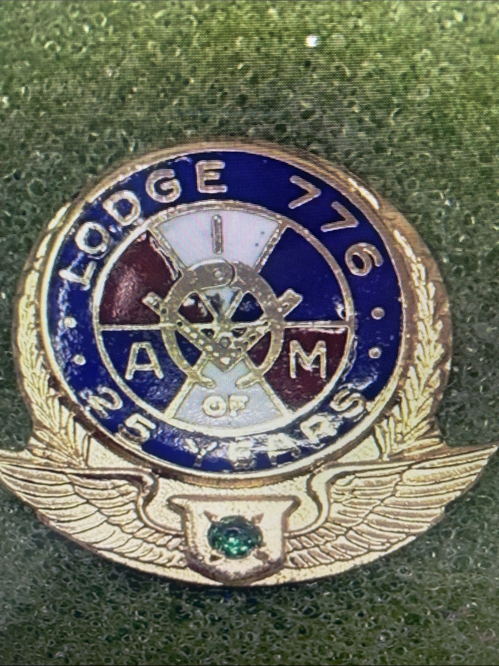 Lodge 776 A O M Commemorative Enamel Pin - Blue, White, Red, Gold